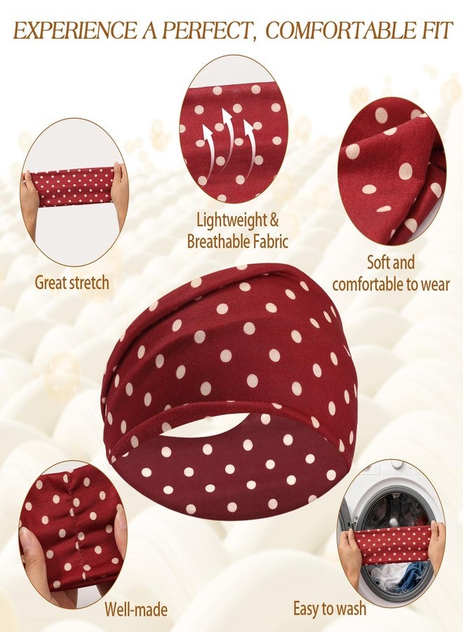 Tiefebene 6 Pack Polka Dot Headband for Women - Non Slip Elastic Floral Hairbands, Stocking Stuffers Soft Fabric Hair Bands for Yoga Workouts, Breathable Head Bands for Hairstyles & Outfits, Christmas Gift - Image 5